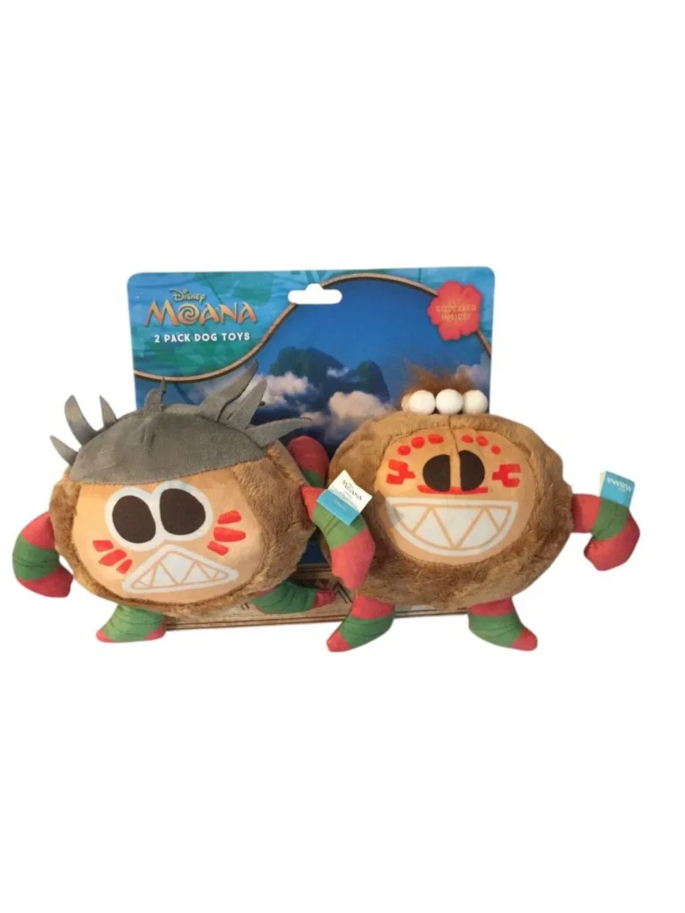 Disney MOANA KAKAMORA Plush Crinkle Squeak Dog Toy Set of 2